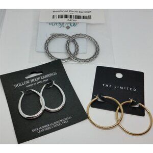 CURATED bundle 3 trendy classic 3 pairs of earrings hoops circle varitety  NEW
